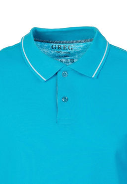 Джемпер мужской с воротником поло короткий рукав GREG G134 (лазурь)  фото 2