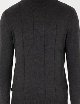 Antrasit Melanj Slim Fit Yar_m Bal_k__ Yaka Triko Kazak - Pierre cardin фото 6