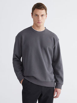 Bisiklet Yaka Erkek Kal?n Sweatshirt