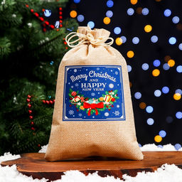 Цена за 5 шт. Мешок подарочный с термонаклейкой, 16 х 24 см