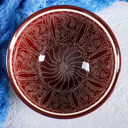 Коса Риштанская Керамика Узоры, 18 см, большая, коричневая - Шафран фото 2