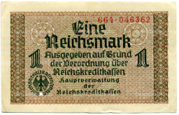 Банкнота 1 рейхсмарка 1939 года Германия (Для оккупированных территорий)