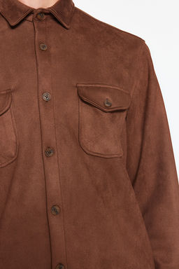 TRENDYOL MAN Kahverengi Regular Fit Cift Cepli Suet K?sl?k Ceket Gomlek TMNAW24GO00033 - Trendyolmilla фото 4