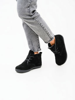 Босоногие ботинки 208.NATAbl.Черный замша/байка