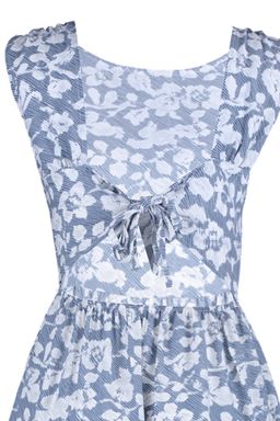 TRENDYOLMILLA Mavi Skater/Belden Ac?lan S?rt Detayl? Cicek Desenli Midi Dokuma Elbise TWOSS21EL0709  фото 23