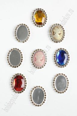 Крышечка металл со стразами "Овал" (5 шт) SF-2297, светлое-золото