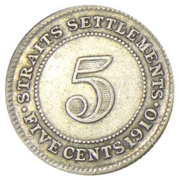 5 центов 1910 года Стрейтс Сетлментс