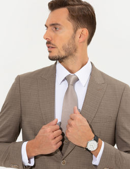 A__k Kahverengi Ex. Slim Fit Tak_m Elbise