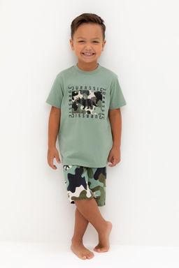 К 1528/эвкалипт,камуфляж с динозаврами пижама для мал