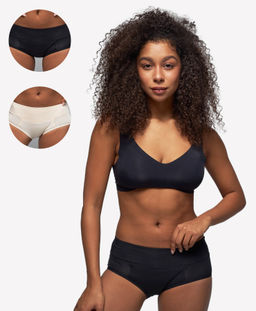 Трусы женские слипы для месячных Vanessa for me MY001-E-W полиэстер, полиамид черный и бежевый размеры M, L, XL, 2XL, 3XL, 4XL