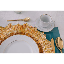 Тарелка-блюдо подстановочное Magistro Сияние, d=34 см, стекло, золотистая фото 8