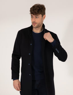 Lacivert Slim Fit Palto