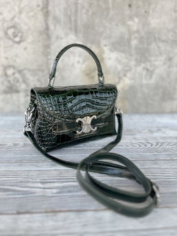 Маленькая женская лаковая сумка под крокодила HW-8623 Грин - Sergio valentini фото 6