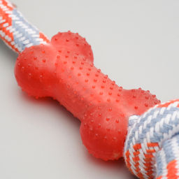 Игрушка тренировочная канатная с косточкой, до 120 г, до 40 см, микс цветов - Пижон фото 4