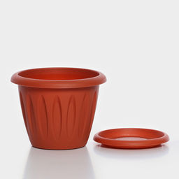 Цена за 3 шт. Горшок для цветов с поддоном «Фелиция», 900 мл, d=14.2 см, h=11 см, цвет терракотовый