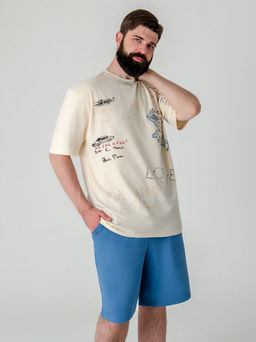 Арт.61151-16 Набор футболка и шорты 48-56 ( 5 шт.) Цвет:верх-светло-бежевый,низ-джинс - Идеал фото 7