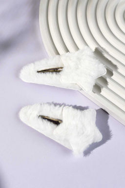 Набор заколок для волос клик-клак, текстильные, арт. 71751 / 10 ПУШИСТЫЕ ЗВЕЗДОЧКИ (в наборе: 2шт.