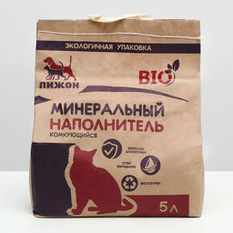 Наполнитель комкующийся Пижон Bio, 5 л