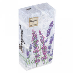 Салфетки бумажные "Bouquet Original de Luxe" 33х33см, 2-х слойные, 20 штук в упаковке, 100% целлюлоза, "Скатерть с лавандой" (Россия)