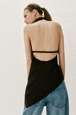TOP HALTER CON LINO / Marr?n oscuro - Zara фото 4