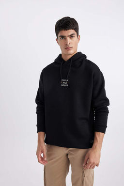 Толстая толстая толстовка с капюшоном и принтом на спине оверсайз - Defacto фото 4