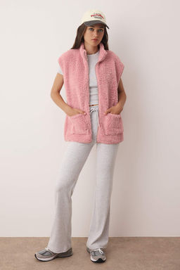 Antrasit Oversize/Genis Kal?p Cep Detayl? Fermuarl? Pelus Kolsuz Orme Yelek TWOAW26YE00021 - Trendyolmilla фото 2