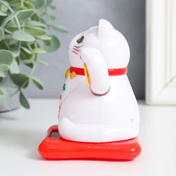 Маятник настольный антистресс «Кот манэки-нэко, ошейник с бубенцами», белый, 9.5×10×9.5 см