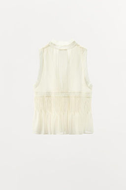 PLEATED LACE TRIM TOP - Zara фото 5