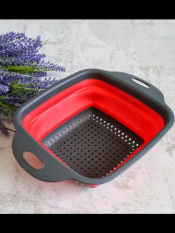 Дуршлаг-сито силиконовый складной прямоуголный 22см ID8834 - Мхт фото 6