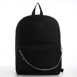 Рюкзак текстильный с цепочкой, 38х29х11 см, черный - Nazamok фото 4