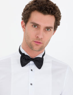 Белая приталенная рубашка под смокинг - Cacharel фото 2