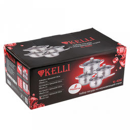 Набор посуды из нержавеющей стали Kelli 4 предмета: кастрюля 2л, 2,6л, 3,6л, ковш 2л, стеклянная жаропрочная крышка, пароотвод, ручки из нержавеющей стали, 5-ти слойное капсульное дно, цветная коробка (Китай) Подходит для всех видов плит, включая и - Домашняя мода фото 2