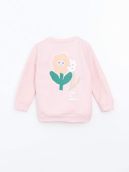 Bisiklet Yaka Bask?l? K?z ?ocuk Sweatshirt