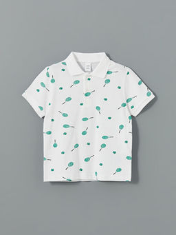 Polo Yaka Desenli Penye Erkek Bebek Ti??rt