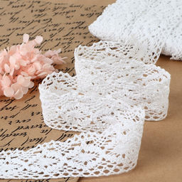 Кружево вязаное, 40 мм, 15±1 м, белое