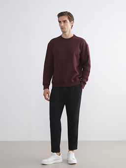 Bisiklet Yaka Uzun Kollu Erkek Kal?n Sweatshirt