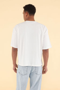 TRENDYOL MAN Unisex Ekru Crop/K?sa Kal?p Cicek Nak?sl? %100 Pamuk T-Shirt TMNSS25TS00098 - Trendyolmilla фото 5