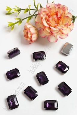 Стразы пришивные 18 мм "Прямоугольник" (20 шт) SF-3702, темно-сиреневый №15