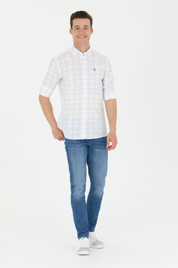 U. S. Polo Assn Мужская синяя белая рубашка в шотландскую клетку - U.s. polo assn фото 4