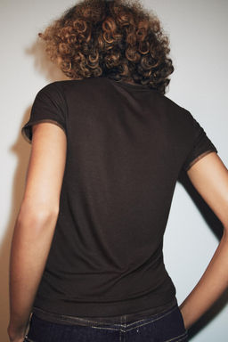 CAMISETA COMBINADA TUL / Marr?n chocolate - Zara фото 3