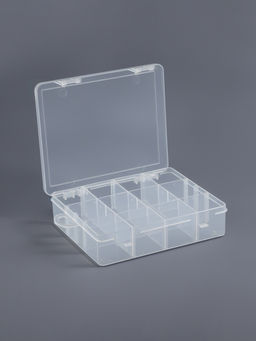 Органайзер для хранения мелочей, передвижные перегородки, 12 секций, 19.5×13×3.6 см, прозрачный