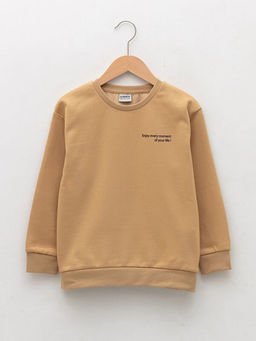 Bisiklet Yaka Bask?l? Uzun Kollu Erkek ?ocuk Sweatshirt