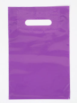 Цена за 50 шт. Пакет полиэтиленовый с вырубной ручкой, фиолетовый 20×30 см, 70 мкм