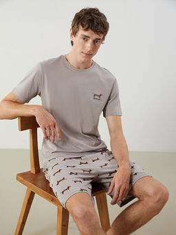 Standart Kal?p Erkek ?ortlu Pijama Tak?m?