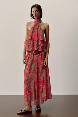 FALDA ESTAMPADA CINTUR?N / Multicolor - Zara фото 5