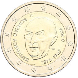 Монета 2 евро 2026 года G Германия Конрад Аденауэр