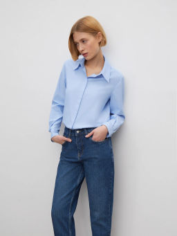 ЕМКА / Зауженные джинсы из плотного натурального хлопка - Emka фото 2