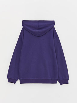 Kap??onlu Elsa Bask?l? Uzun Kollu K?z ?ocuk Fermuarl? Sweatshirt