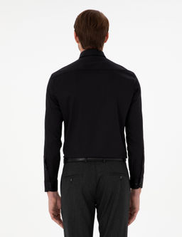 Siyah Regular Fit Uzun Kollu Basic G_mlek
