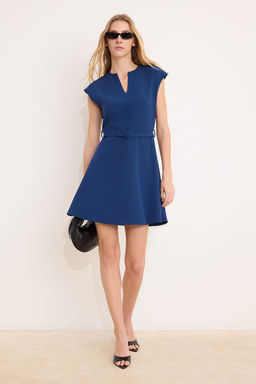 Petrol Duz Midi Dokuma Elbise TWOSS26EL00294